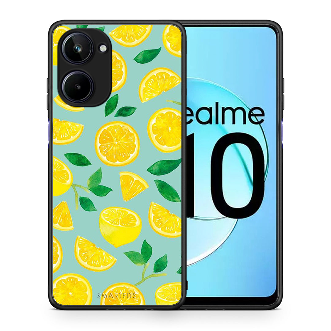 Θήκη Realme 10 Lemons από τη Smartfits με σχέδιο στο πίσω μέρος και μαύρο περίβλημα | Realme 10 Lemons Case with Colorful Back and Black Bezels
