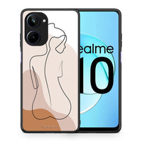 Thumbnail for Θήκη Realme 10 LineArt Woman από τη Smartfits με σχέδιο στο πίσω μέρος και μαύρο περίβλημα | Realme 10 LineArt Woman Case with Colorful Back and Black Bezels