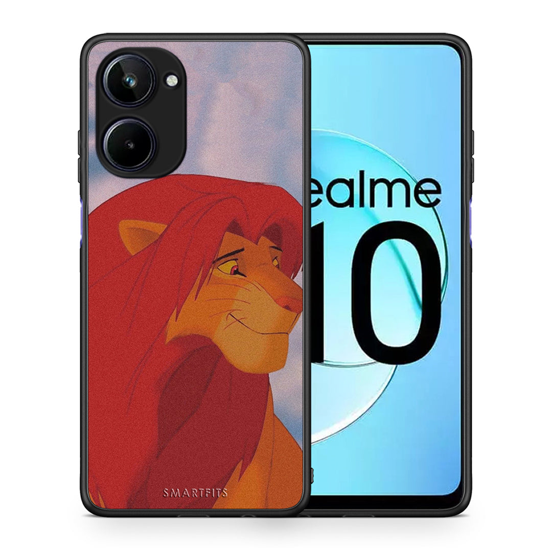 Θήκη Realme 10 Lion Love 1 από τη Smartfits με σχέδιο στο πίσω μέρος και μαύρο περίβλημα | Realme 10 Lion Love 1 Case with Colorful Back and Black Bezels