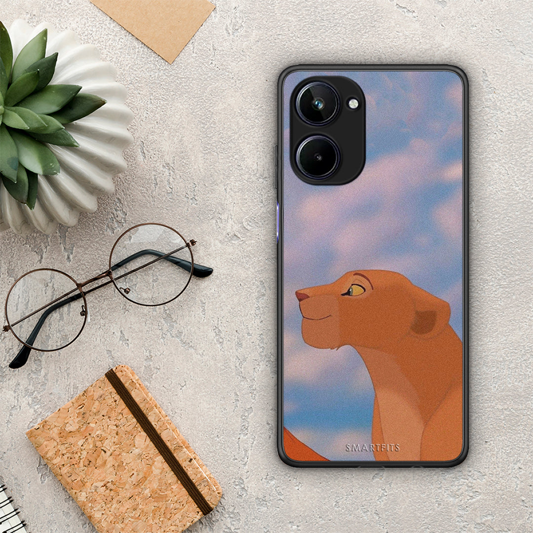 Θήκη Realme 10 Lion Love 2 από τη Smartfits με σχέδιο στο πίσω μέρος και μαύρο περίβλημα | Realme 10 Lion Love 2 Case with Colorful Back and Black Bezels