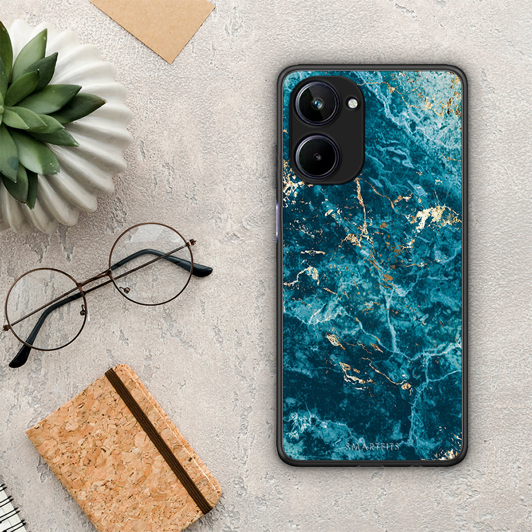 Θήκη Realme 10 Marble Blue από τη Smartfits με σχέδιο στο πίσω μέρος και μαύρο περίβλημα | Realme 10 Marble Blue Case with Colorful Back and Black Bezels