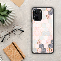 Thumbnail for Θήκη Realme 10 Marble Hexagon Pink από τη Smartfits με σχέδιο στο πίσω μέρος και μαύρο περίβλημα | Realme 10 Marble Hexagon Pink Case with Colorful Back and Black Bezels