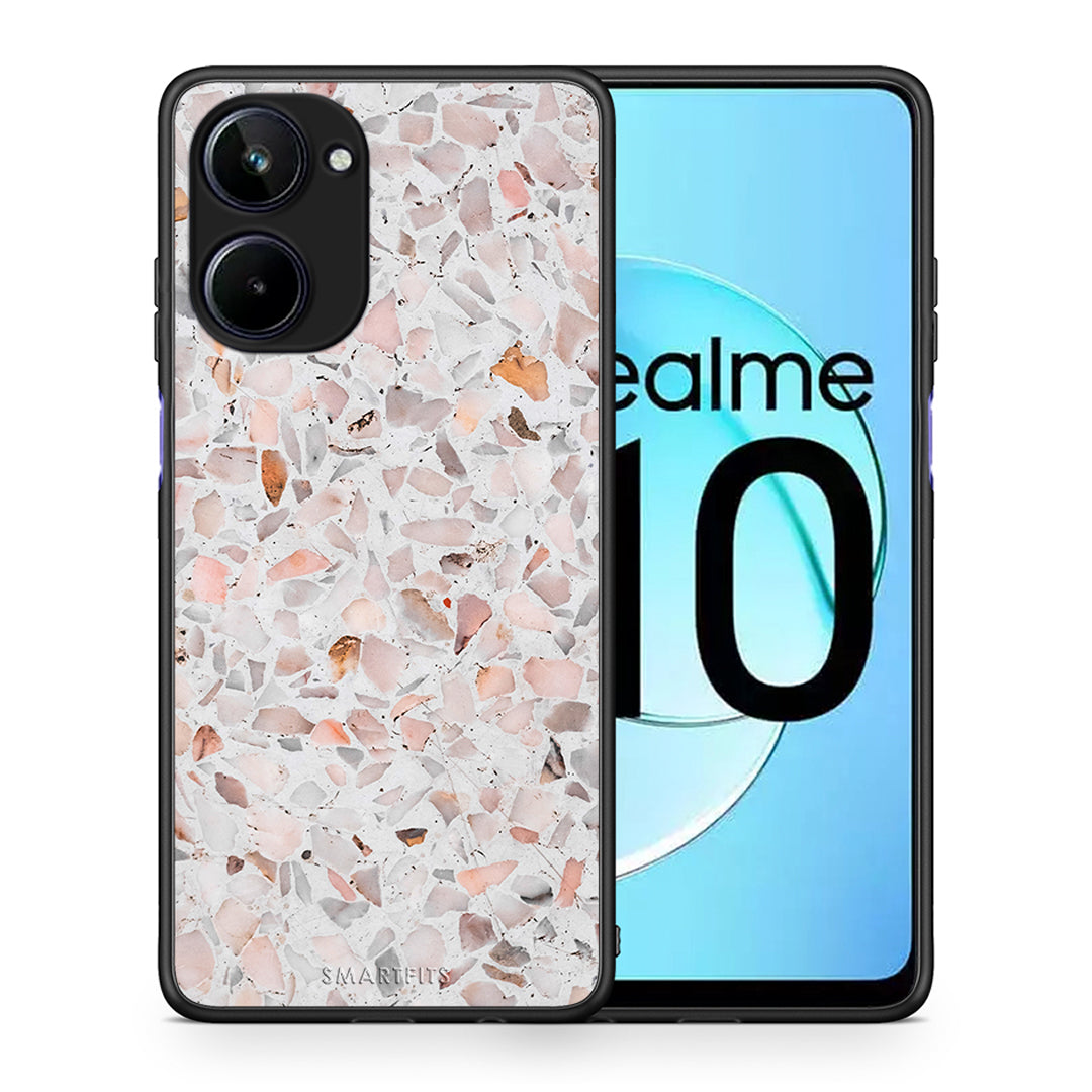 Θήκη Realme 10 Marble Terrazzo από τη Smartfits με σχέδιο στο πίσω μέρος και μαύρο περίβλημα | Realme 10 Marble Terrazzo Case with Colorful Back and Black Bezels