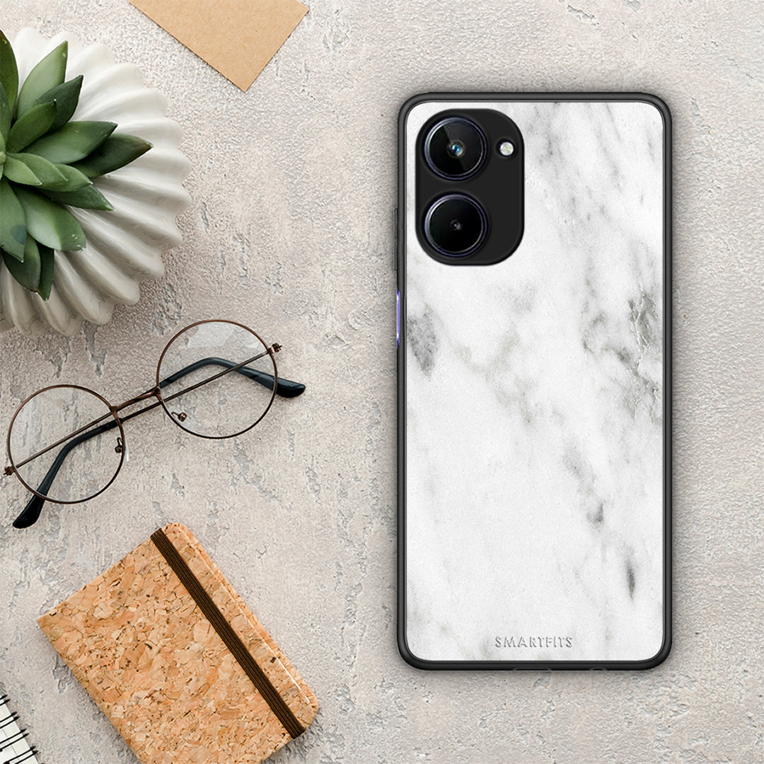 Θήκη Realme 10 Marble White από τη Smartfits με σχέδιο στο πίσω μέρος και μαύρο περίβλημα | Realme 10 Marble White Case with Colorful Back and Black Bezels