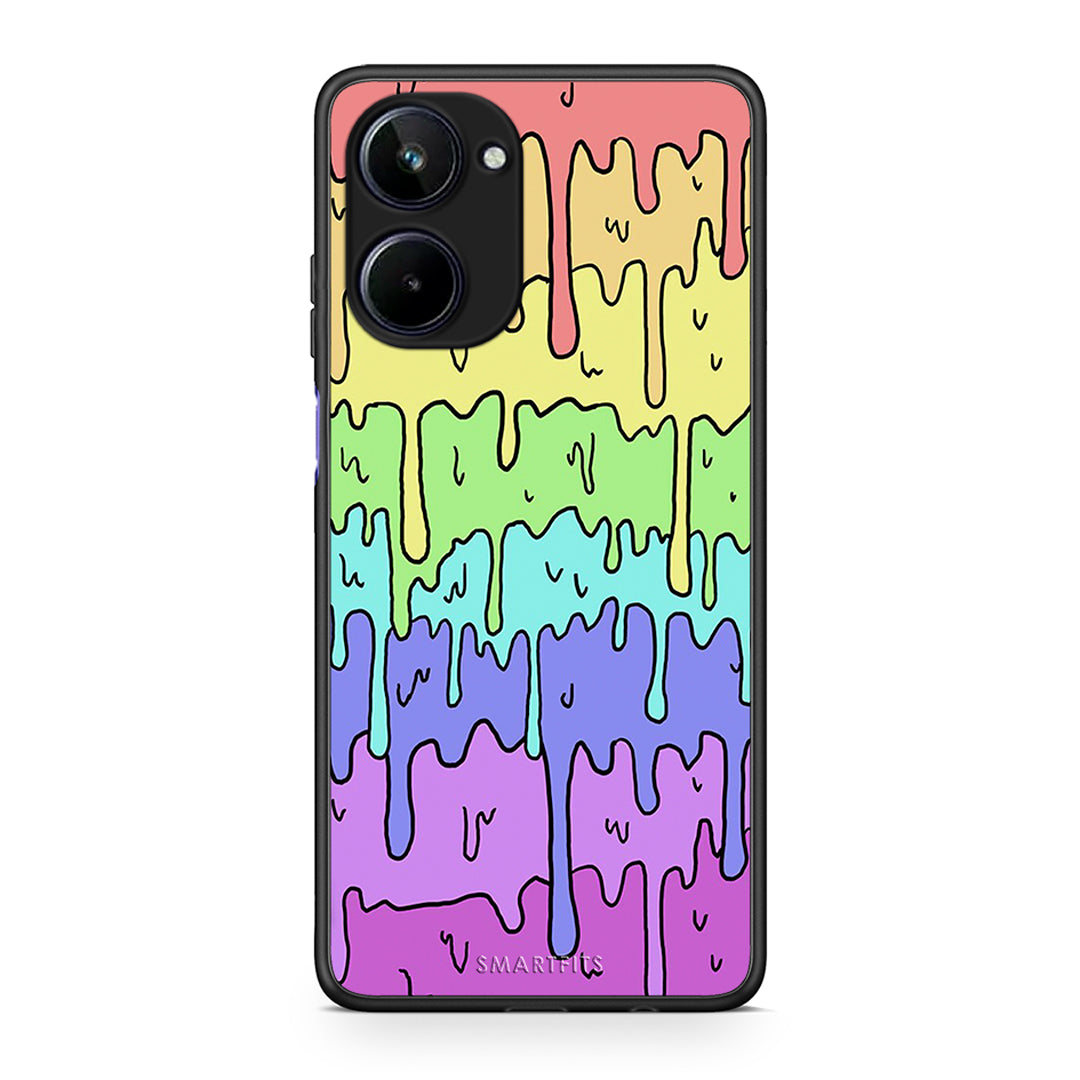 Θήκη Realme 10 Melting Rainbow από τη Smartfits με σχέδιο στο πίσω μέρος και μαύρο περίβλημα | Realme 10 Melting Rainbow Case with Colorful Back and Black Bezels