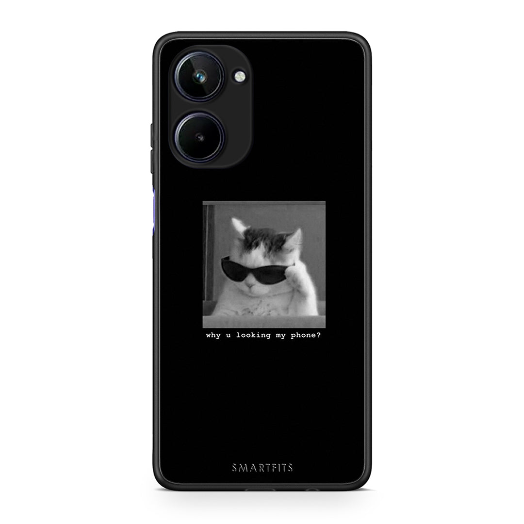 Θήκη Realme 10 Meme Cat από τη Smartfits με σχέδιο στο πίσω μέρος και μαύρο περίβλημα | Realme 10 Meme Cat Case with Colorful Back and Black Bezels