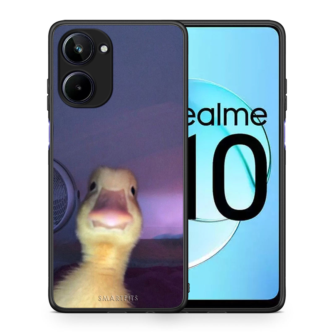 Θήκη Realme 10 Meme Duck από τη Smartfits με σχέδιο στο πίσω μέρος και μαύρο περίβλημα | Realme 10 Meme Duck Case with Colorful Back and Black Bezels