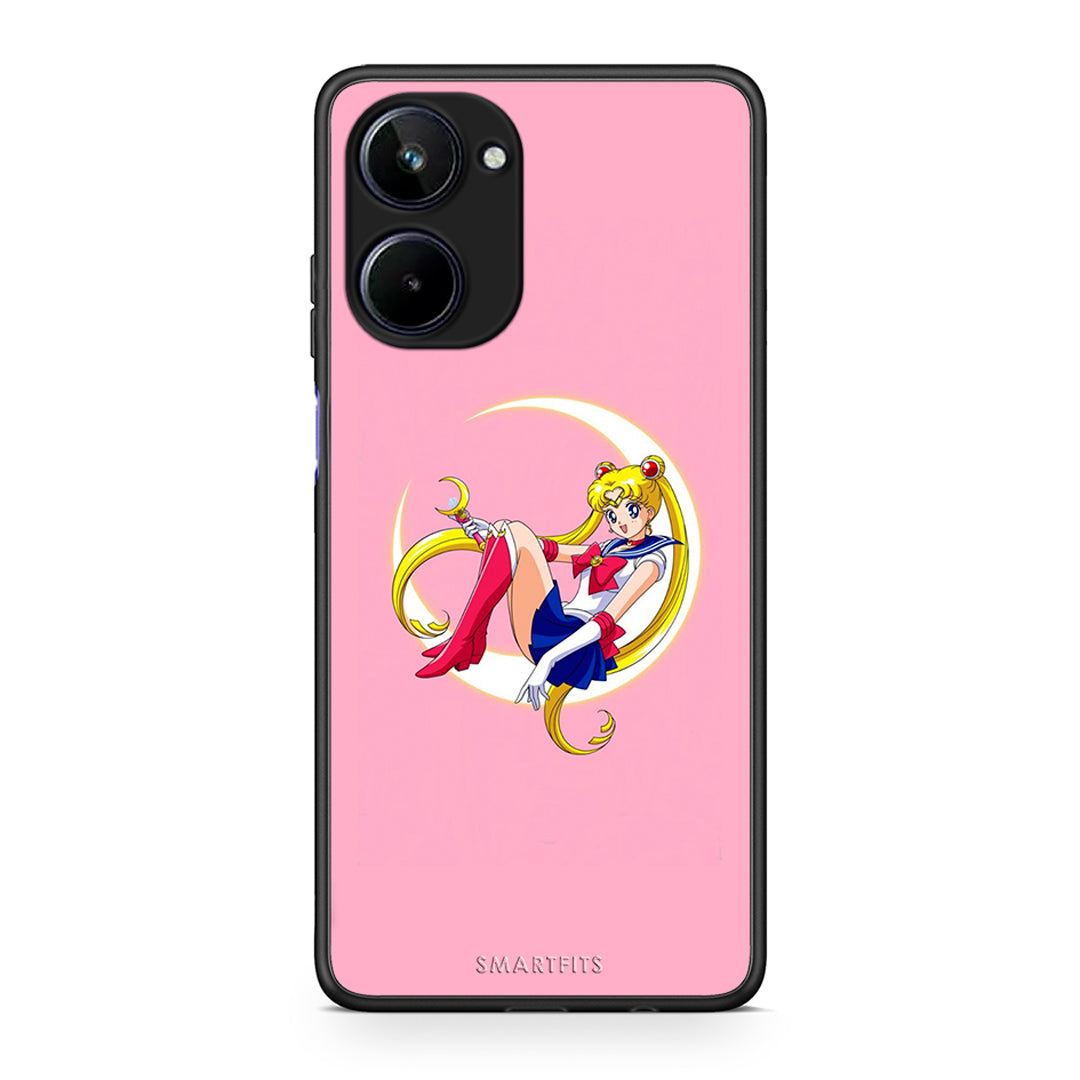 Θήκη Realme 10 Moon Girl από τη Smartfits με σχέδιο στο πίσω μέρος και μαύρο περίβλημα | Realme 10 Moon Girl Case with Colorful Back and Black Bezels