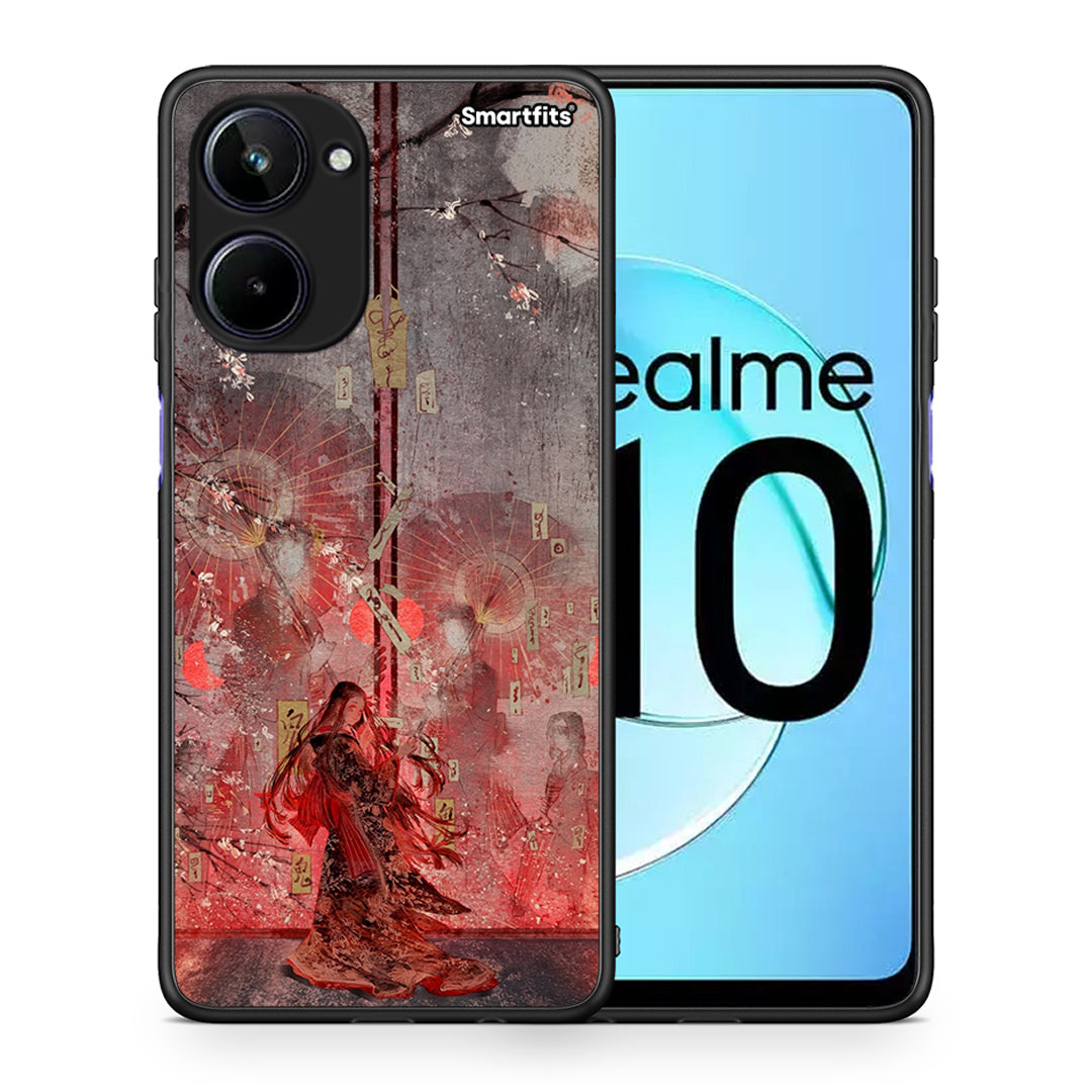 Θήκη Realme 10 Nezuko Kamado από τη Smartfits με σχέδιο στο πίσω μέρος και μαύρο περίβλημα | Realme 10 Nezuko Kamado Case with Colorful Back and Black Bezels