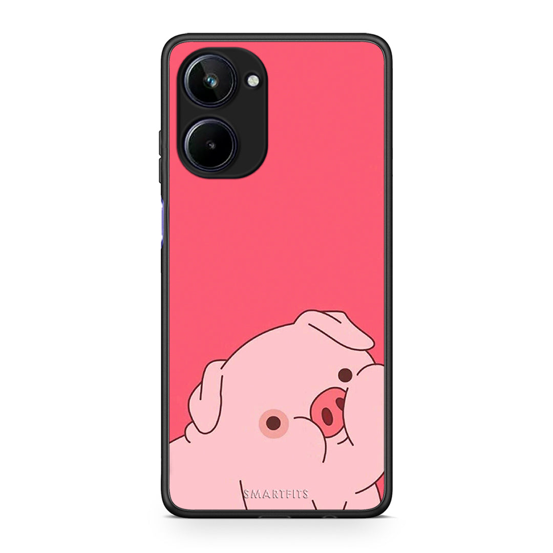 Θήκη Realme 10 Pig Love 1 από τη Smartfits με σχέδιο στο πίσω μέρος και μαύρο περίβλημα | Realme 10 Pig Love 1 Case with Colorful Back and Black Bezels