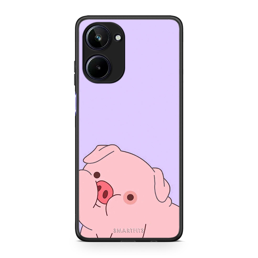 Θήκη Realme 10 Pig Love 2 από τη Smartfits με σχέδιο στο πίσω μέρος και μαύρο περίβλημα | Realme 10 Pig Love 2 Case with Colorful Back and Black Bezels