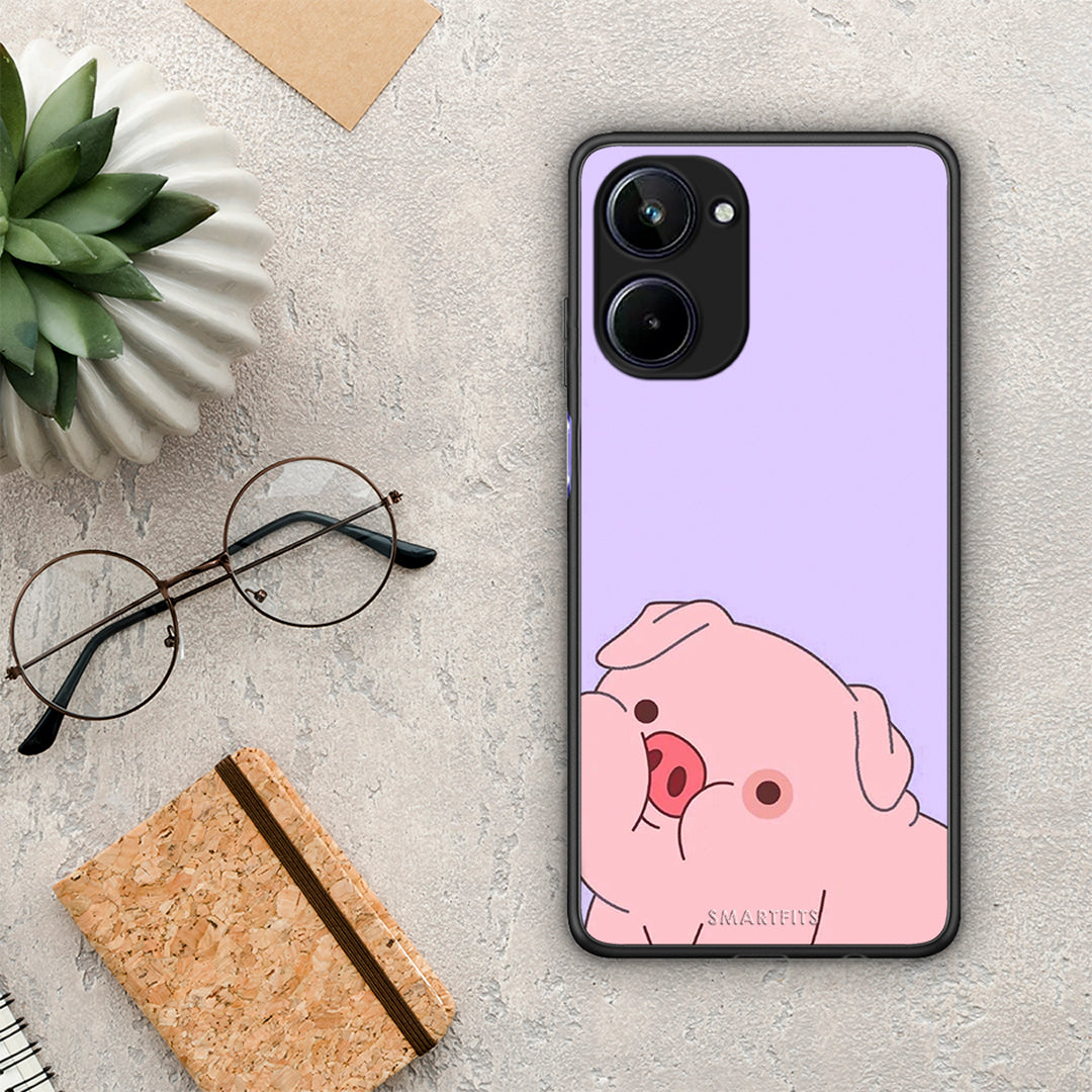 Θήκη Realme 10 Pig Love 2 από τη Smartfits με σχέδιο στο πίσω μέρος και μαύρο περίβλημα | Realme 10 Pig Love 2 Case with Colorful Back and Black Bezels