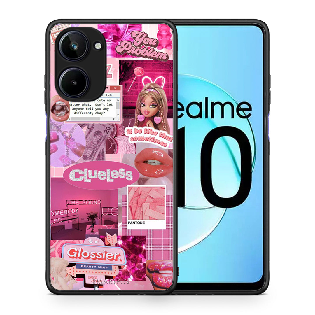 Θήκη Realme 10 Pink Love από τη Smartfits με σχέδιο στο πίσω μέρος και μαύρο περίβλημα | Realme 10 Pink Love Case with Colorful Back and Black Bezels