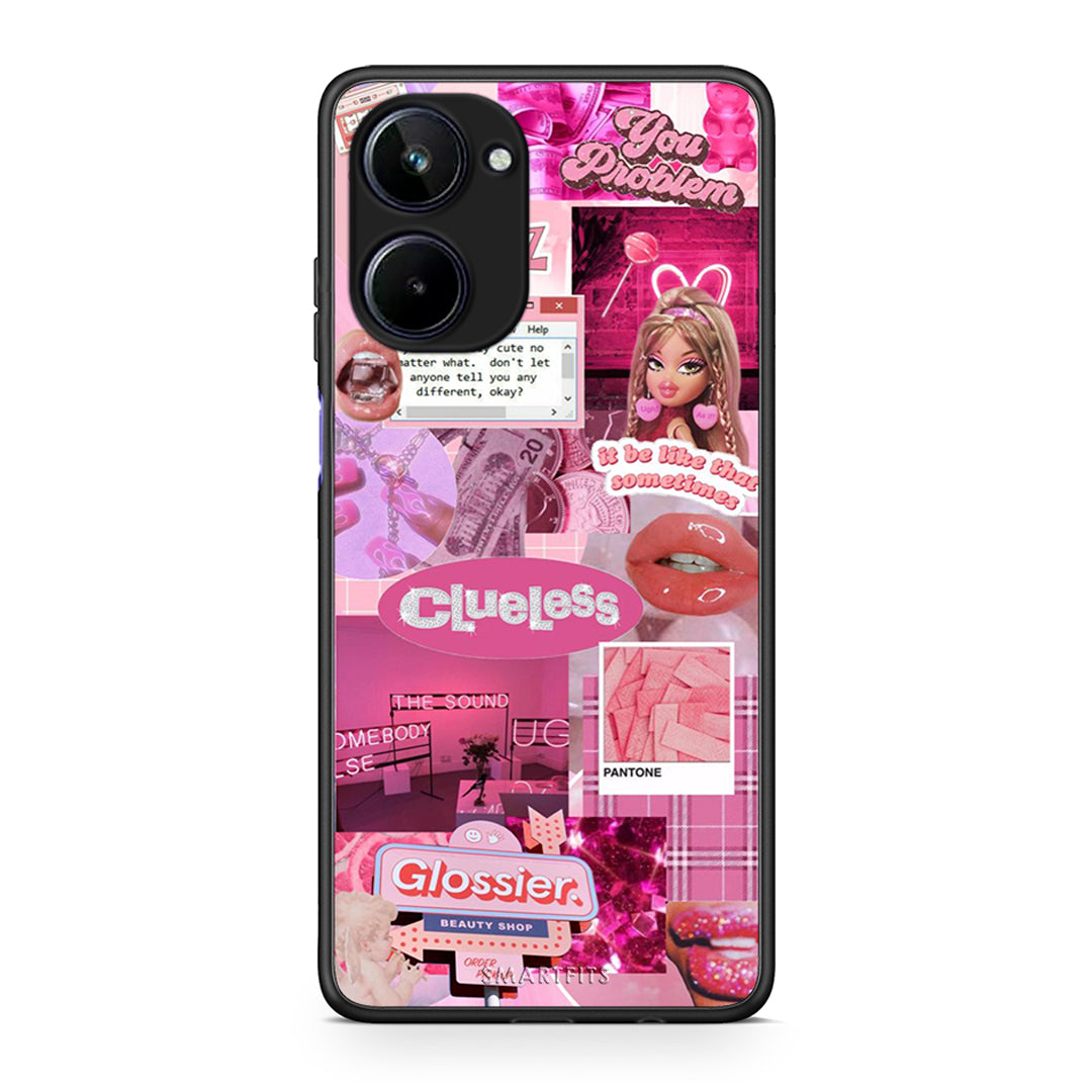 Θήκη Realme 10 Pink Love από τη Smartfits με σχέδιο στο πίσω μέρος και μαύρο περίβλημα | Realme 10 Pink Love Case with Colorful Back and Black Bezels