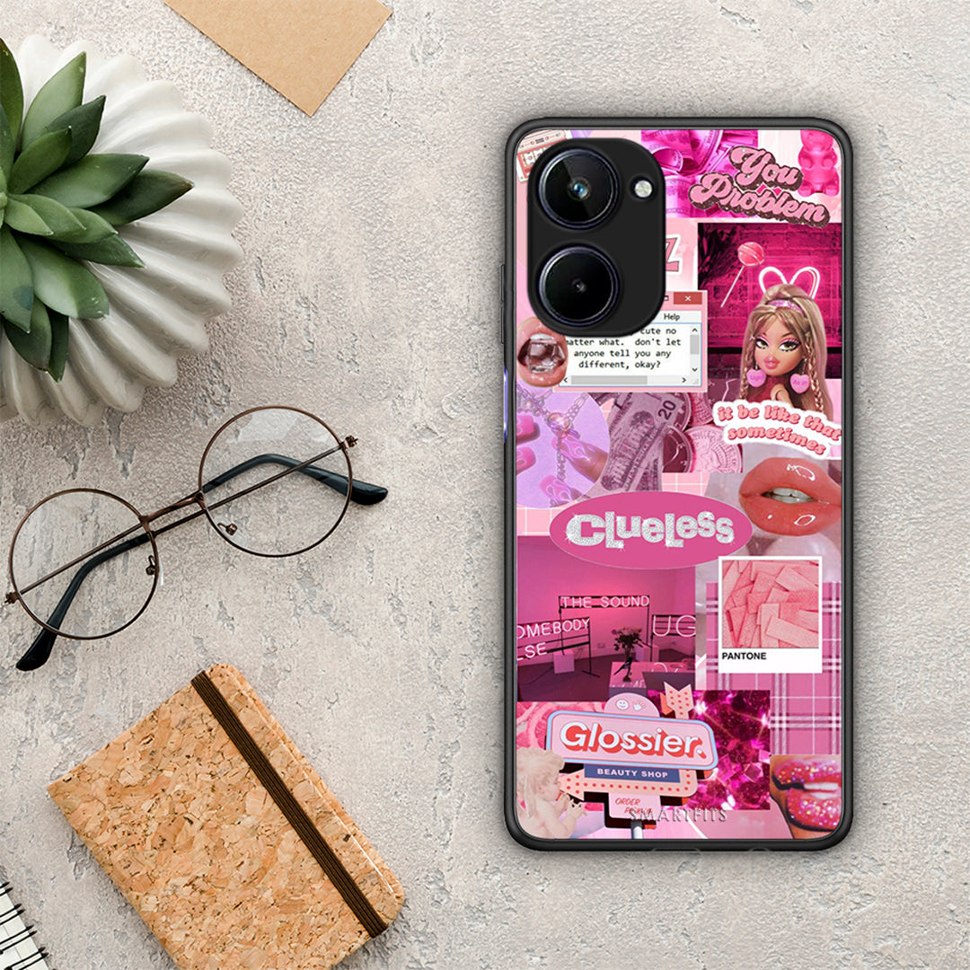 Θήκη Realme 10 Pink Love από τη Smartfits με σχέδιο στο πίσω μέρος και μαύρο περίβλημα | Realme 10 Pink Love Case with Colorful Back and Black Bezels