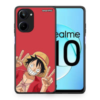 Thumbnail for Θήκη Realme 10 Pirate Luffy από τη Smartfits με σχέδιο στο πίσω μέρος και μαύρο περίβλημα | Realme 10 Pirate Luffy Case with Colorful Back and Black Bezels