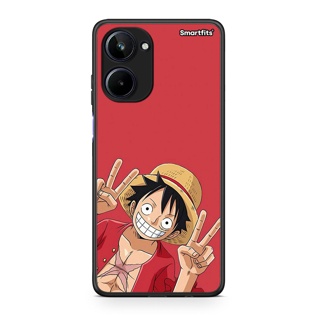 Θήκη Realme 10 Pirate Luffy από τη Smartfits με σχέδιο στο πίσω μέρος και μαύρο περίβλημα | Realme 10 Pirate Luffy Case with Colorful Back and Black Bezels