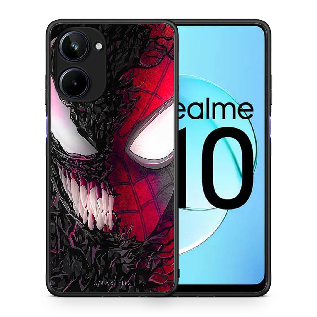 Θήκη Realme 10 PopArt SpiderVenom από τη Smartfits με σχέδιο στο πίσω μέρος και μαύρο περίβλημα | Realme 10 PopArt SpiderVenom Case with Colorful Back and Black Bezels