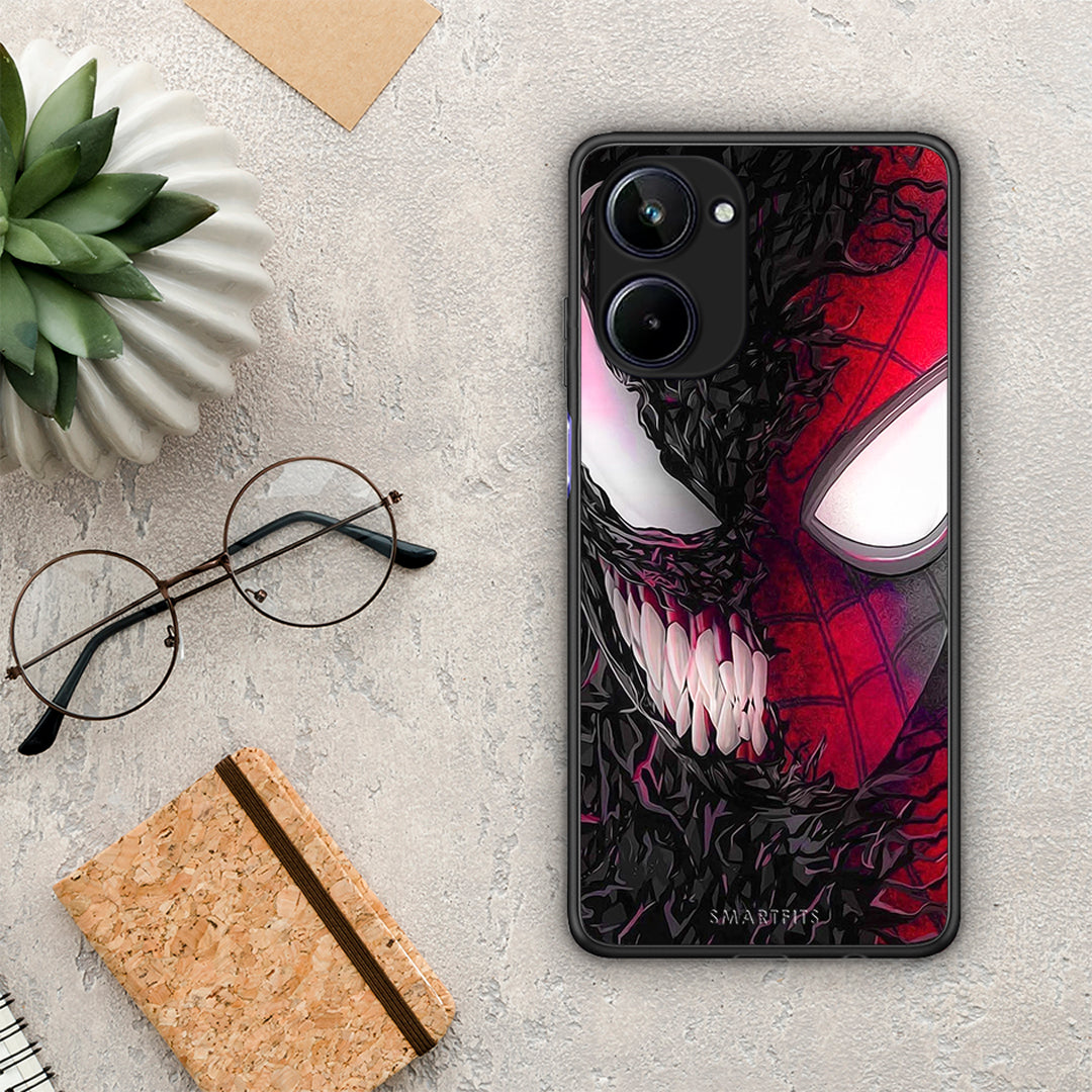 Θήκη Realme 10 PopArt SpiderVenom από τη Smartfits με σχέδιο στο πίσω μέρος και μαύρο περίβλημα | Realme 10 PopArt SpiderVenom Case with Colorful Back and Black Bezels