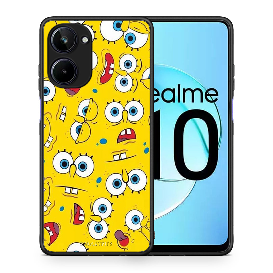 Θήκη Realme 10 PopArt Sponge από τη Smartfits με σχέδιο στο πίσω μέρος και μαύρο περίβλημα | Realme 10 PopArt Sponge Case with Colorful Back and Black Bezels