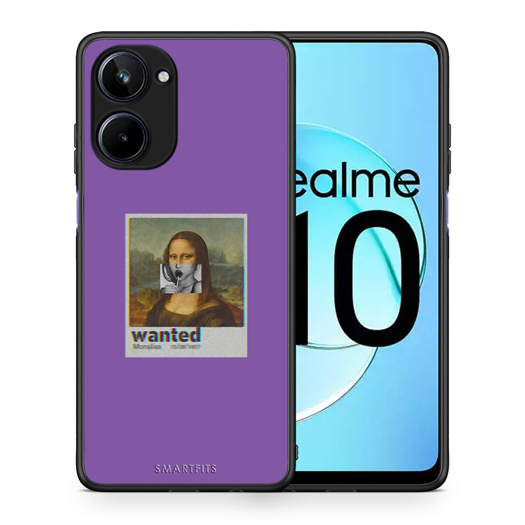 Θήκη Realme 10 Popart Monalisa από τη Smartfits με σχέδιο στο πίσω μέρος και μαύρο περίβλημα | Realme 10 Popart Monalisa Case with Colorful Back and Black Bezels