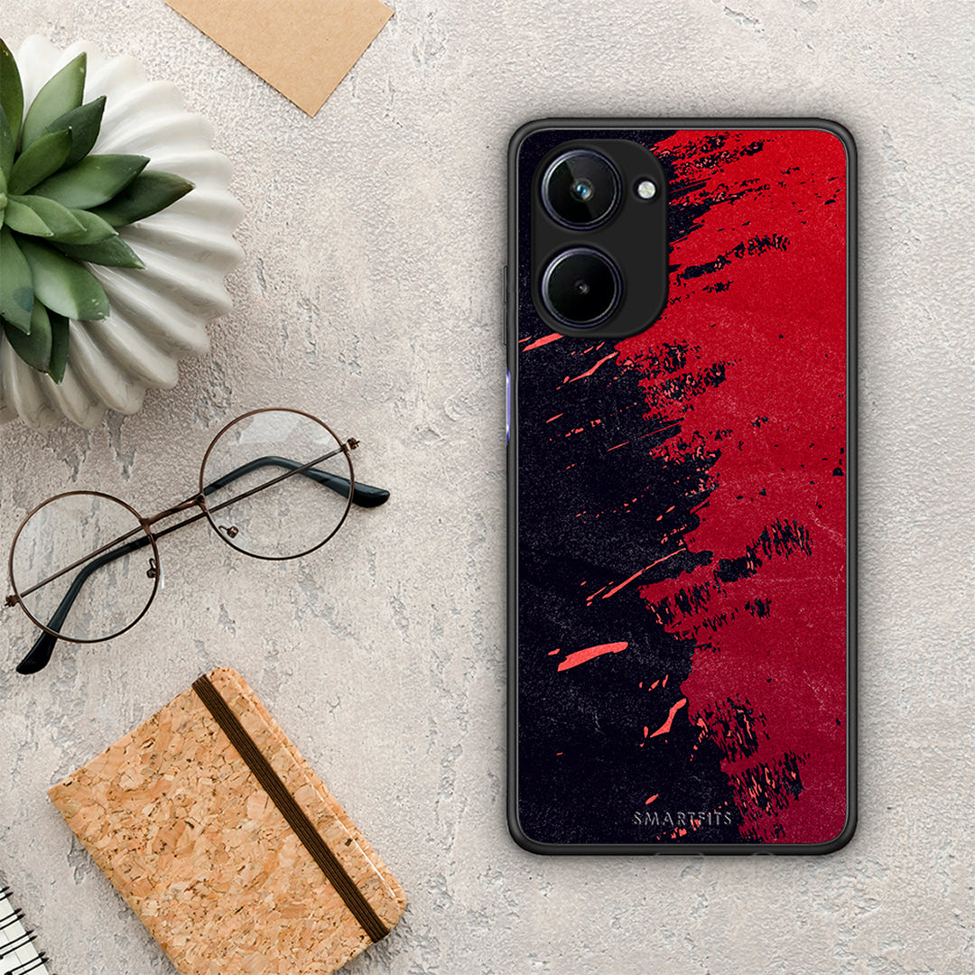 Θήκη Realme 10 Red Paint από τη Smartfits με σχέδιο στο πίσω μέρος και μαύρο περίβλημα | Realme 10 Red Paint Case with Colorful Back and Black Bezels