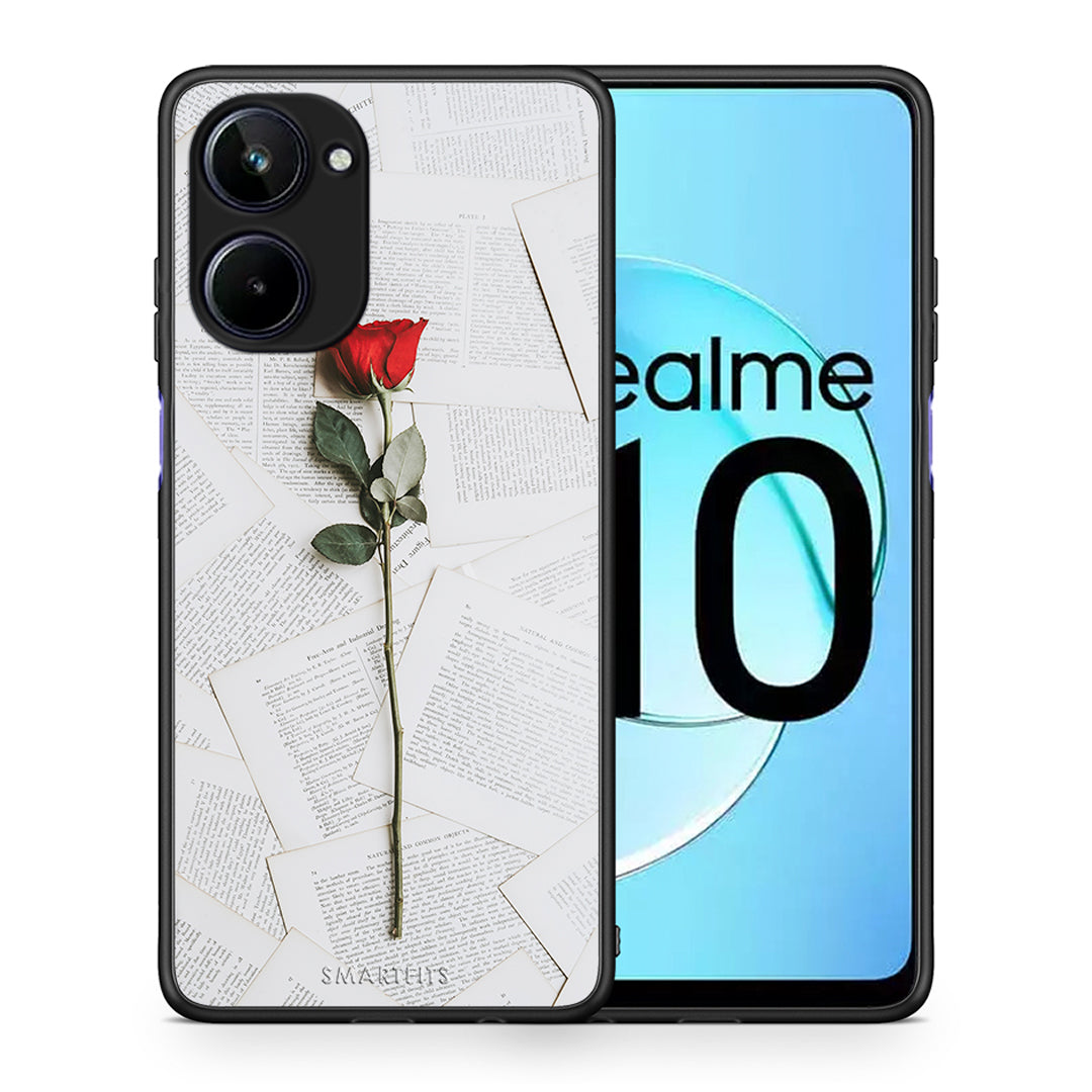 Θήκη Realme 10 Red Rose από τη Smartfits με σχέδιο στο πίσω μέρος και μαύρο περίβλημα | Realme 10 Red Rose Case with Colorful Back and Black Bezels