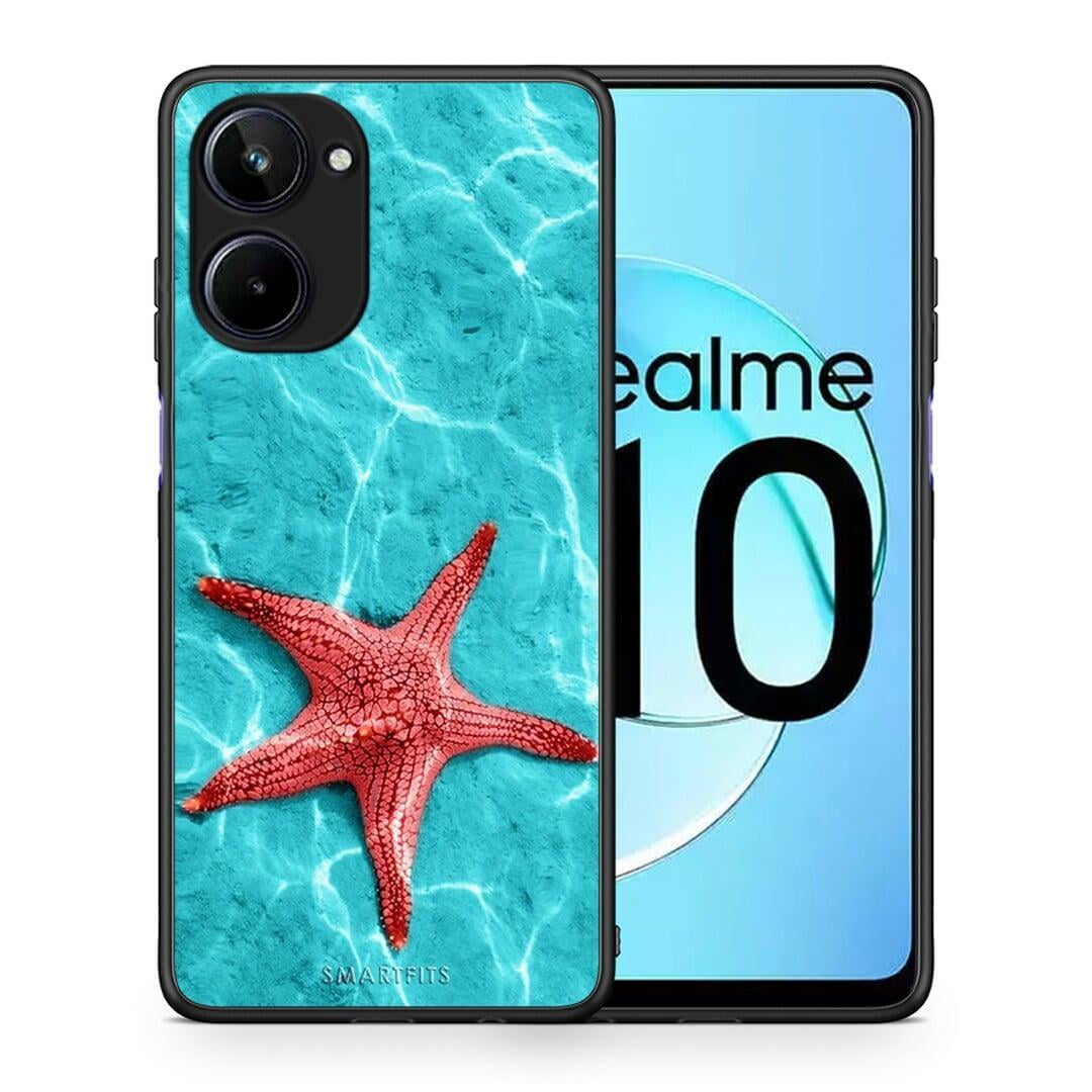 Θήκη Realme 10 Red Starfish από τη Smartfits με σχέδιο στο πίσω μέρος και μαύρο περίβλημα | Realme 10 Red Starfish Case with Colorful Back and Black Bezels
