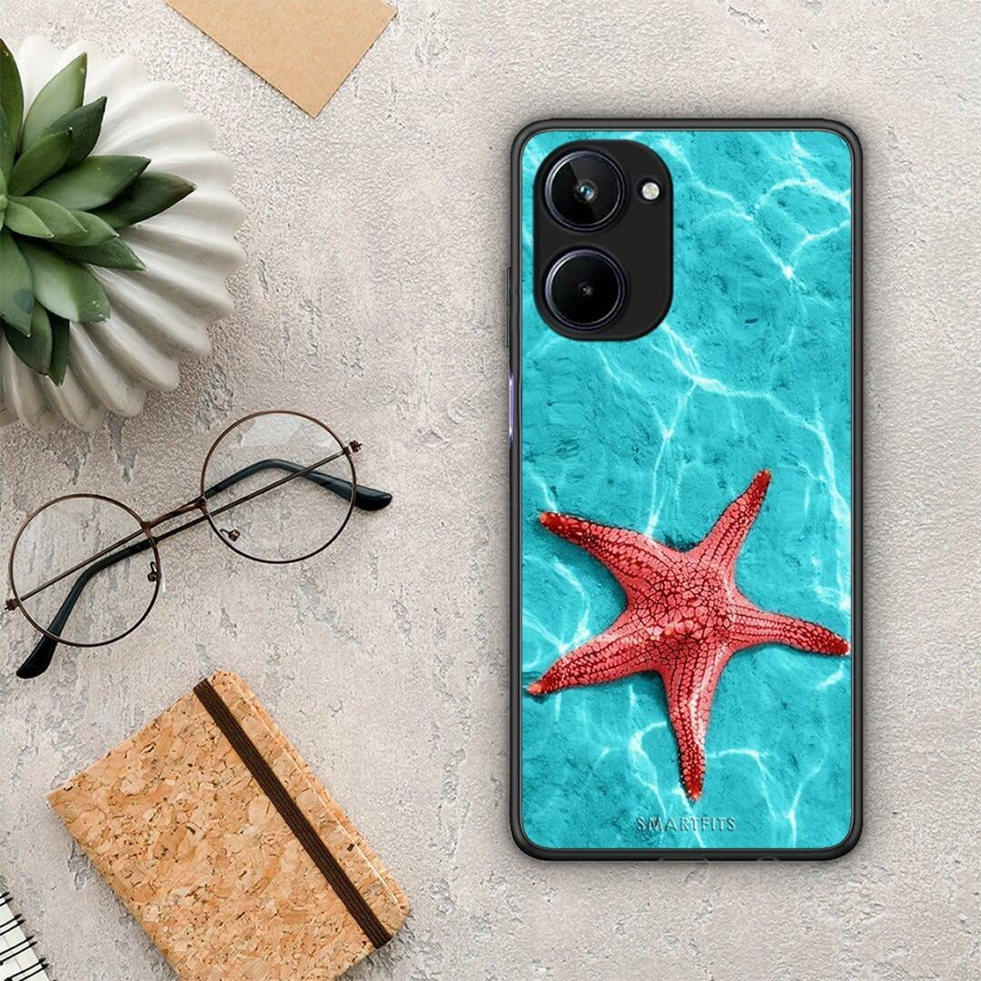 Θήκη Realme 10 Red Starfish από τη Smartfits με σχέδιο στο πίσω μέρος και μαύρο περίβλημα | Realme 10 Red Starfish Case with Colorful Back and Black Bezels