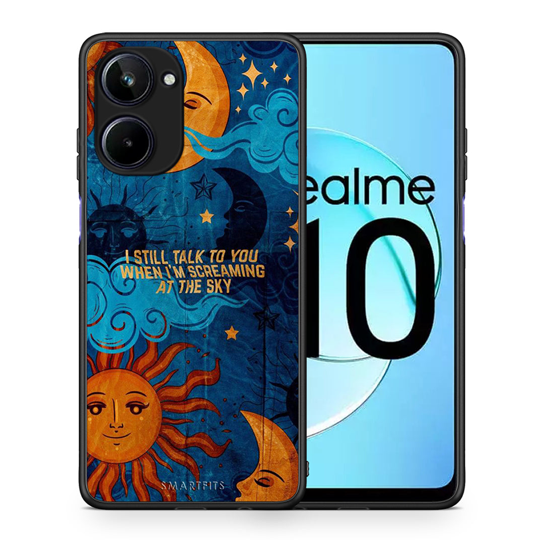 Θήκη Realme 10 Screaming Sky από τη Smartfits με σχέδιο στο πίσω μέρος και μαύρο περίβλημα | Realme 10 Screaming Sky Case with Colorful Back and Black Bezels