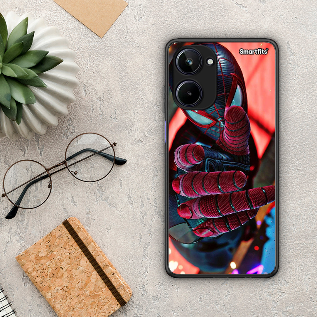 Θήκη Realme 10 Spider Hand από τη Smartfits με σχέδιο στο πίσω μέρος και μαύρο περίβλημα | Realme 10 Spider Hand Case with Colorful Back and Black Bezels