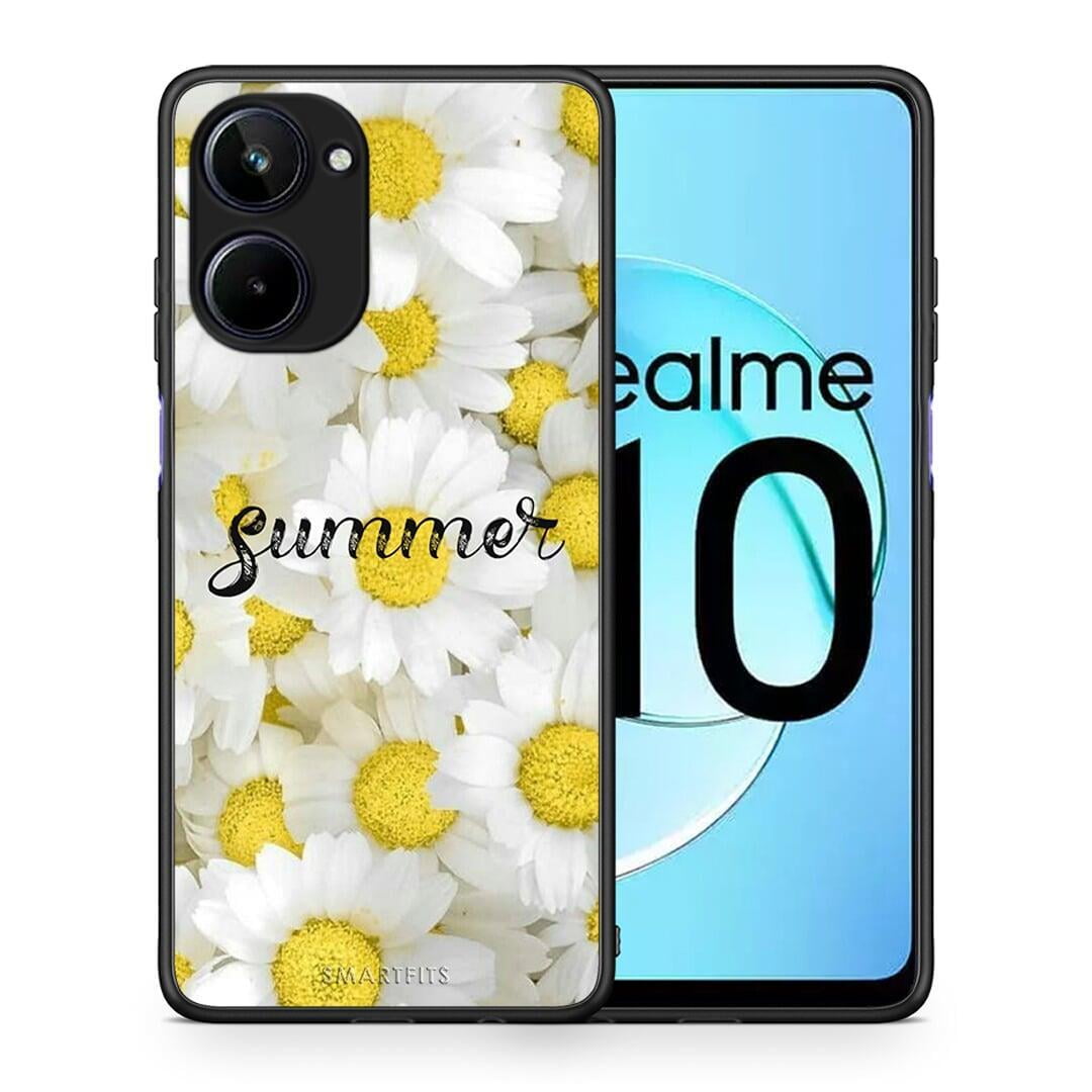 Θήκη Realme 10 Summer Daisies από τη Smartfits με σχέδιο στο πίσω μέρος και μαύρο περίβλημα | Realme 10 Summer Daisies Case with Colorful Back and Black Bezels