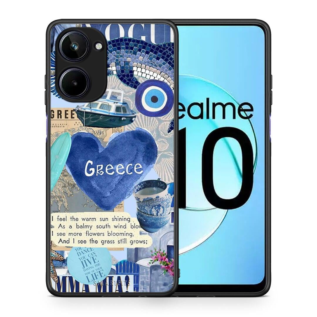 Θήκη Realme 10 Summer In Greece από τη Smartfits με σχέδιο στο πίσω μέρος και μαύρο περίβλημα | Realme 10 Summer In Greece Case with Colorful Back and Black Bezels