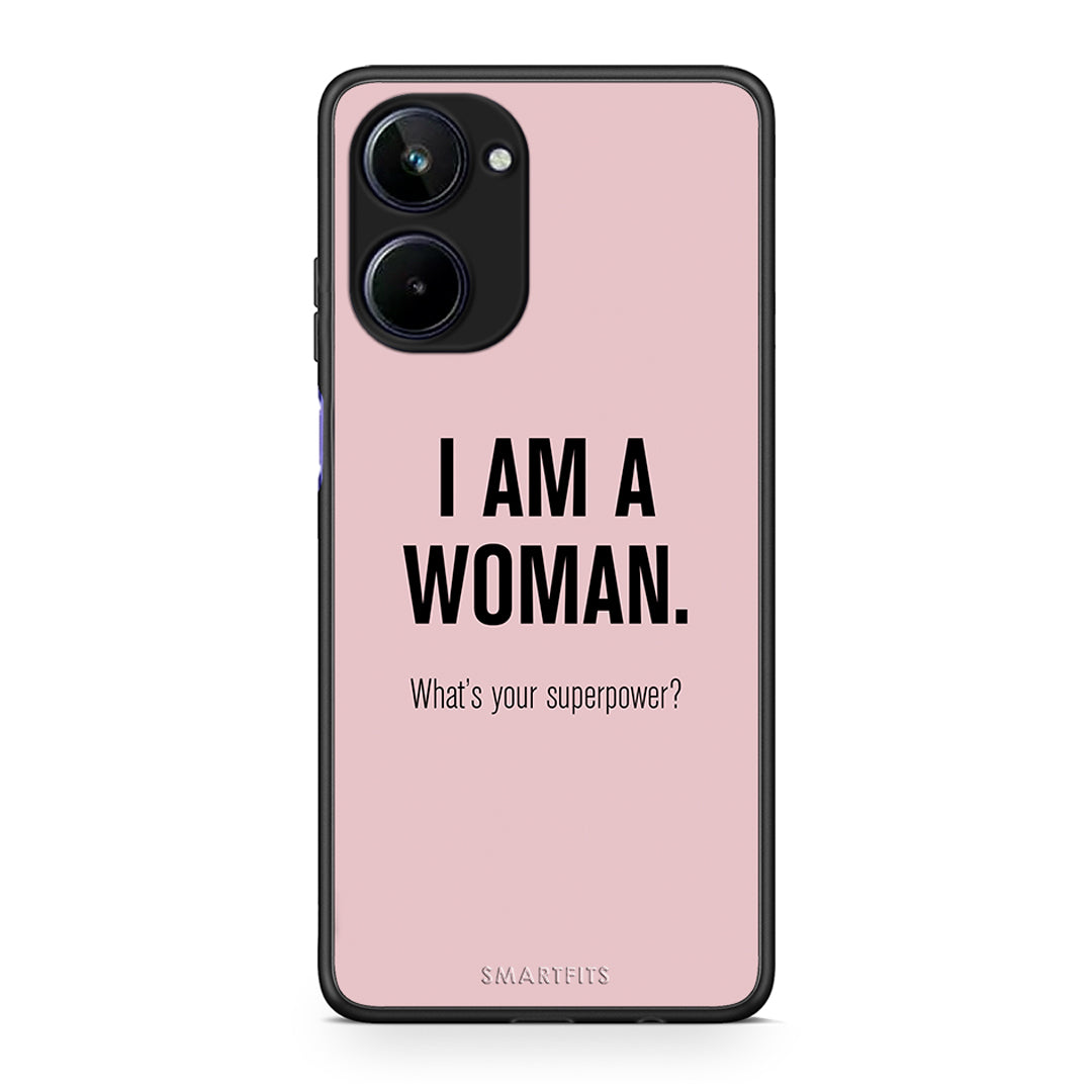 Θήκη Realme 10 Superpower Woman από τη Smartfits με σχέδιο στο πίσω μέρος και μαύρο περίβλημα | Realme 10 Superpower Woman Case with Colorful Back and Black Bezels