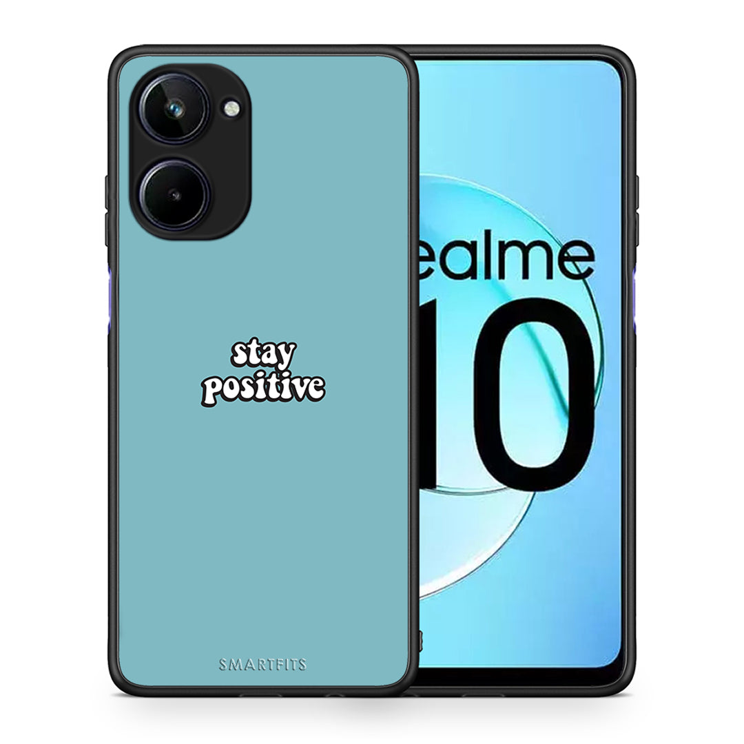 Θήκη Realme 10 Text Positive από τη Smartfits με σχέδιο στο πίσω μέρος και μαύρο περίβλημα | Realme 10 Text Positive Case with Colorful Back and Black Bezels