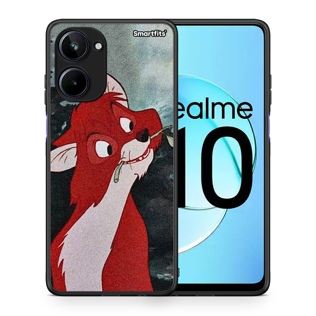 Θήκη Realme 10 Tod And Vixey Love 1 από τη Smartfits με σχέδιο στο πίσω μέρος και μαύρο περίβλημα | Realme 10 Tod And Vixey Love 1 Case with Colorful Back and Black Bezels