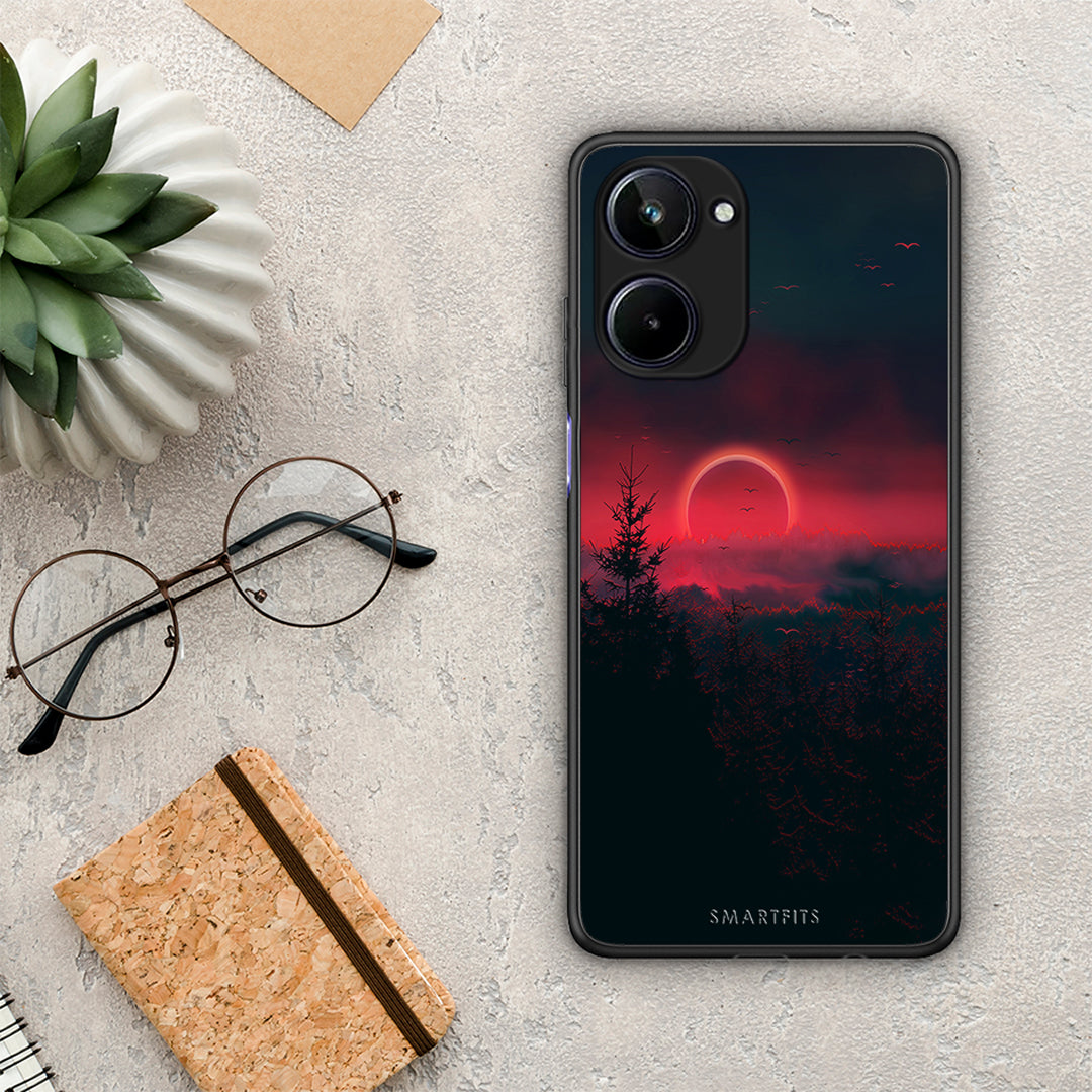 Θήκη Realme 10 Tropic Sunset από τη Smartfits με σχέδιο στο πίσω μέρος και μαύρο περίβλημα | Realme 10 Tropic Sunset Case with Colorful Back and Black Bezels