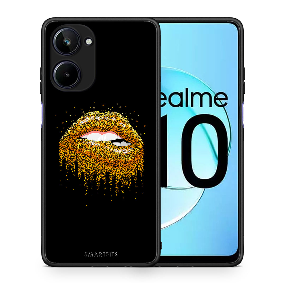 Θήκη Realme 10 Valentine Golden από τη Smartfits με σχέδιο στο πίσω μέρος και μαύρο περίβλημα | Realme 10 Valentine Golden Case with Colorful Back and Black Bezels