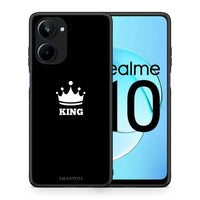 Thumbnail for Θήκη Realme 10 Valentine King από τη Smartfits με σχέδιο στο πίσω μέρος και μαύρο περίβλημα | Realme 10 Valentine King Case with Colorful Back and Black Bezels