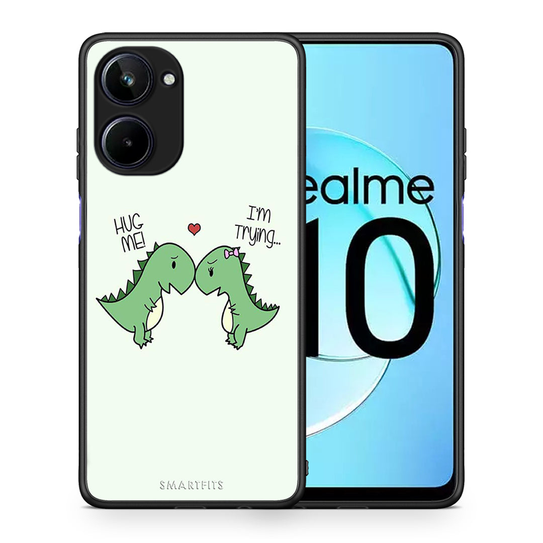 Θήκη Realme 10 Valentine Rex από τη Smartfits με σχέδιο στο πίσω μέρος και μαύρο περίβλημα | Realme 10 Valentine Rex Case with Colorful Back and Black Bezels