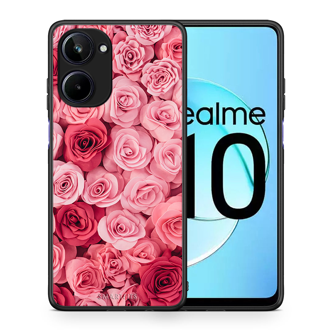 Θήκη Realme 10 Valentine RoseGarden από τη Smartfits με σχέδιο στο πίσω μέρος και μαύρο περίβλημα | Realme 10 Valentine RoseGarden Case with Colorful Back and Black Bezels