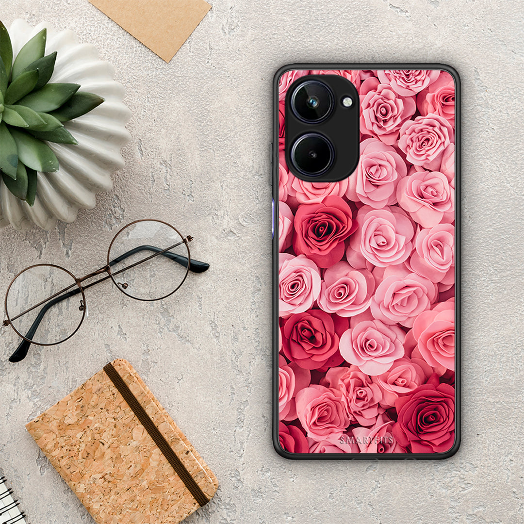 Θήκη Realme 10 Valentine RoseGarden από τη Smartfits με σχέδιο στο πίσω μέρος και μαύρο περίβλημα | Realme 10 Valentine RoseGarden Case with Colorful Back and Black Bezels