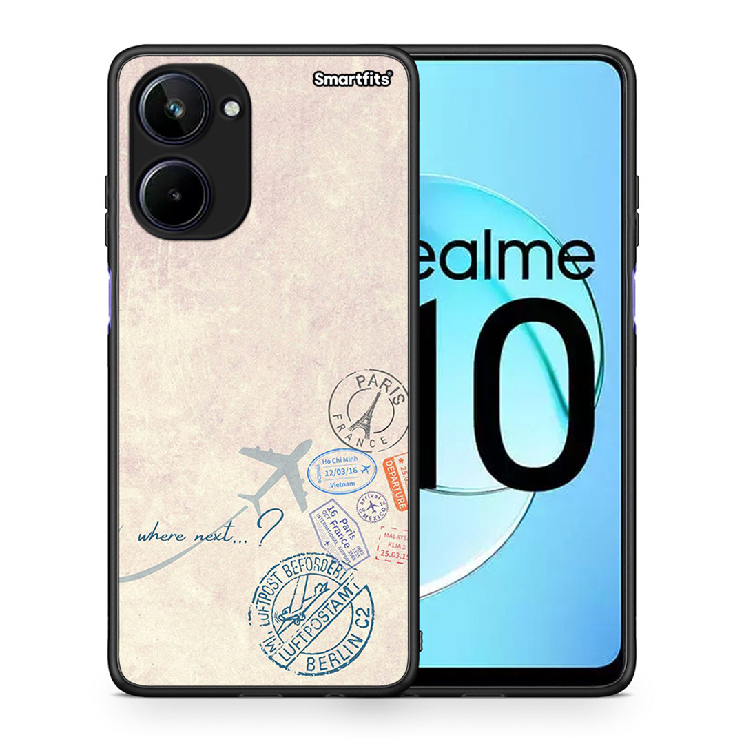 Θήκη Realme 10 Where Next από τη Smartfits με σχέδιο στο πίσω μέρος και μαύρο περίβλημα | Realme 10 Where Next Case with Colorful Back and Black Bezels