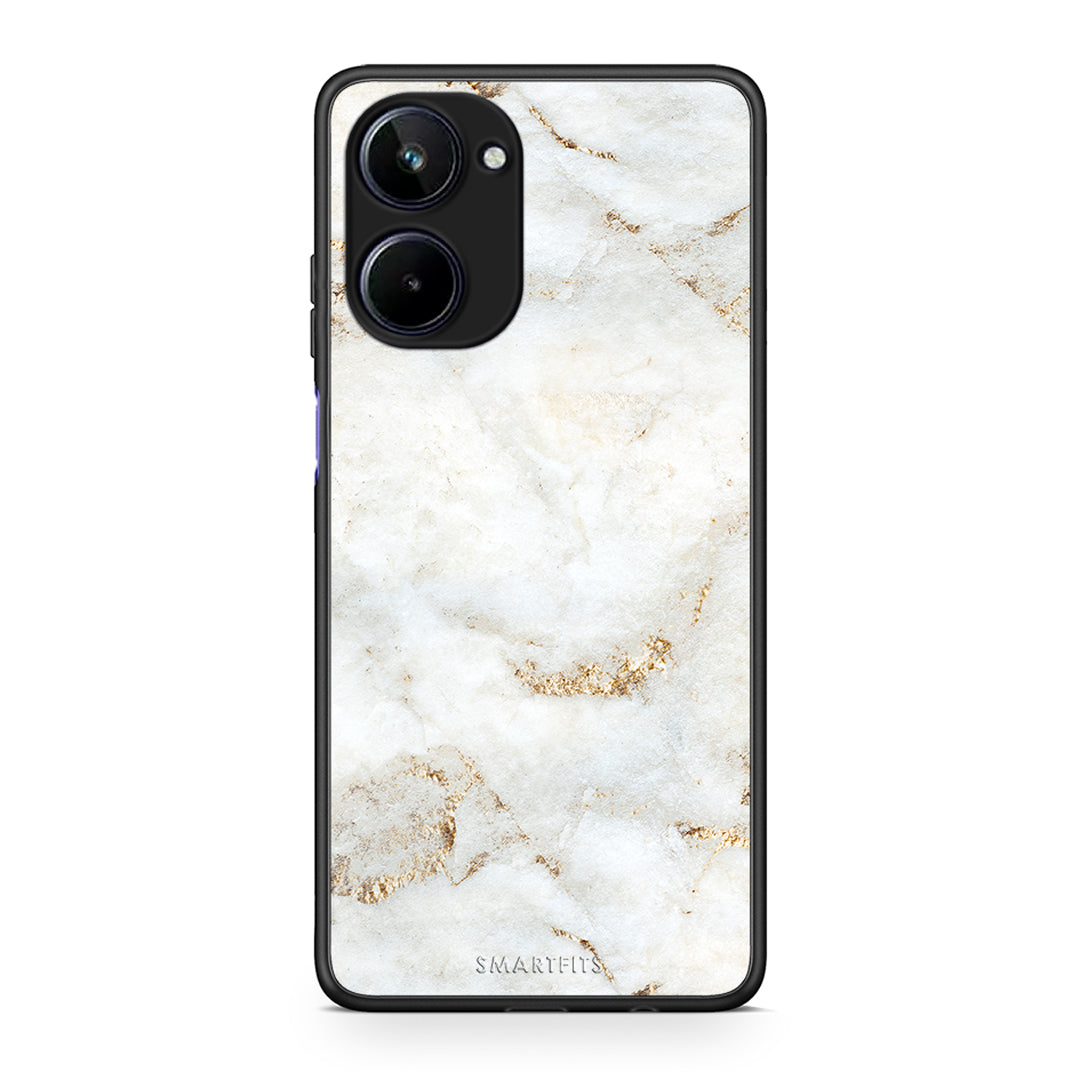 Θήκη Realme 10 White Gold Marble από τη Smartfits με σχέδιο στο πίσω μέρος και μαύρο περίβλημα | Realme 10 White Gold Marble Case with Colorful Back and Black Bezels