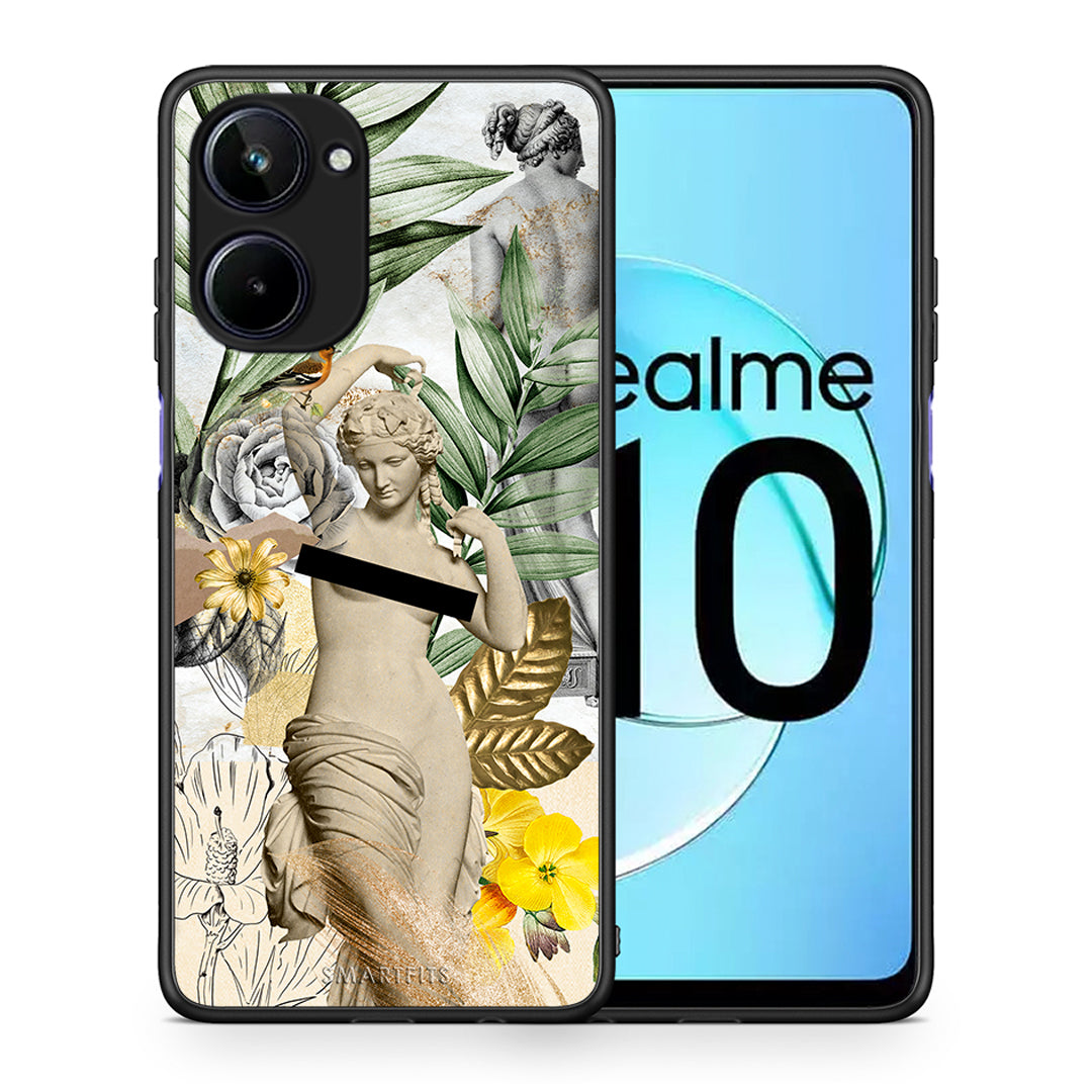 Θήκη Realme 10 Woman Statue από τη Smartfits με σχέδιο στο πίσω μέρος και μαύρο περίβλημα | Realme 10 Woman Statue Case with Colorful Back and Black Bezels