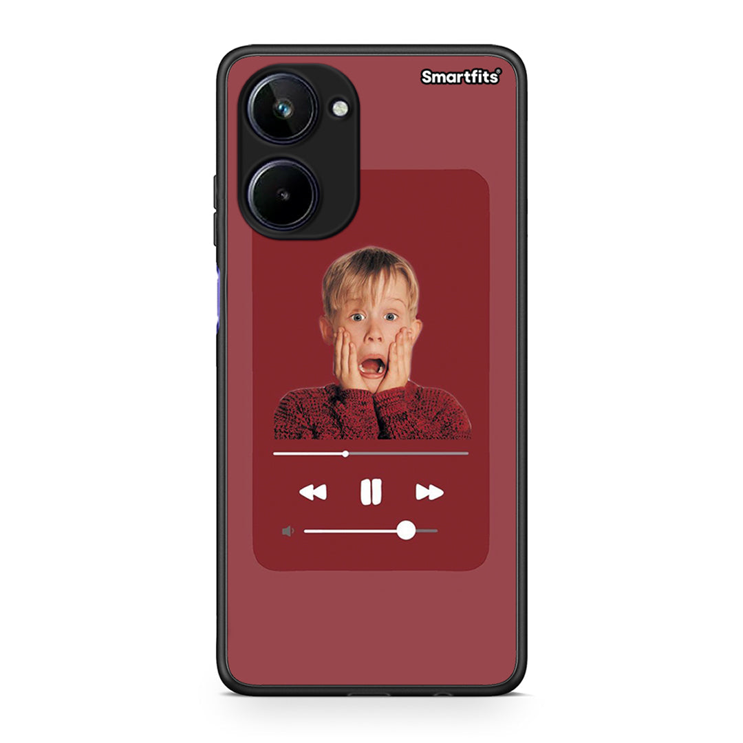 Θήκη Realme 10 Xmas Alone Music από τη Smartfits με σχέδιο στο πίσω μέρος και μαύρο περίβλημα | Realme 10 Xmas Alone Music Case with Colorful Back and Black Bezels