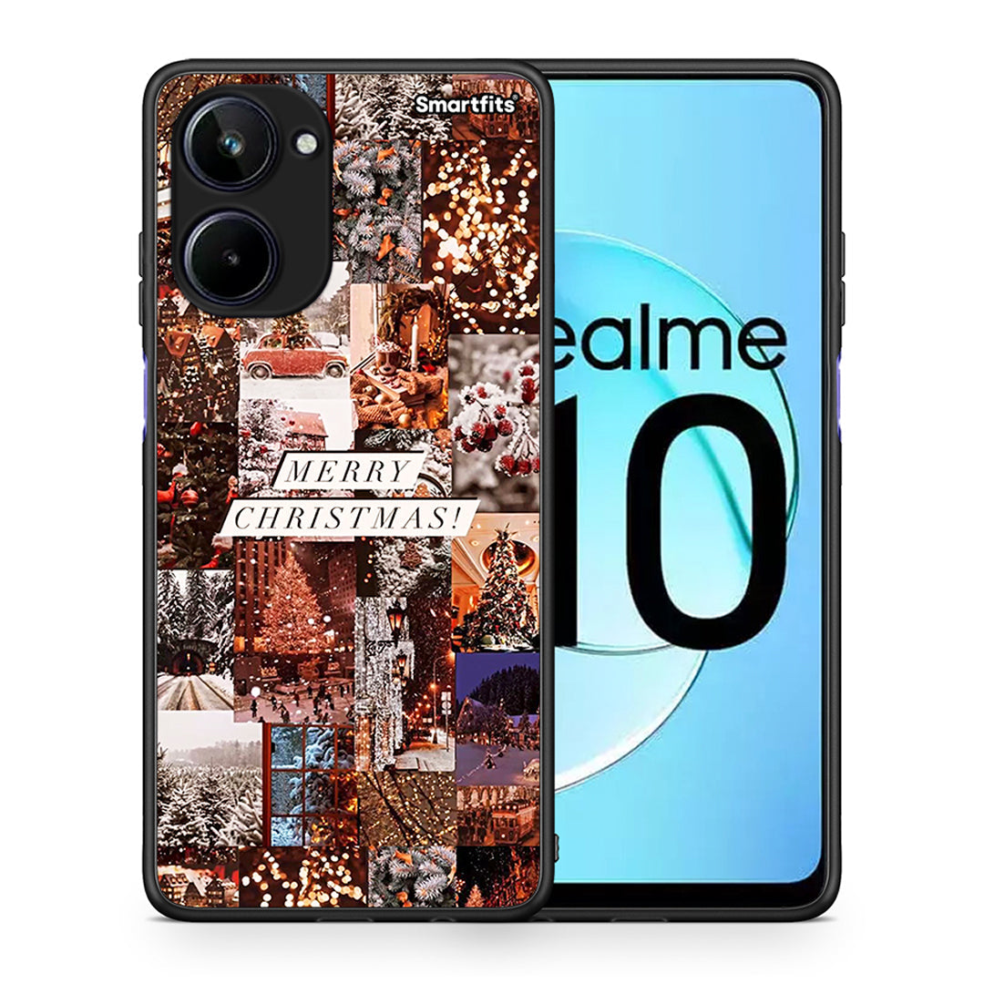 Θήκη Realme 10 Xmas Collage από τη Smartfits με σχέδιο στο πίσω μέρος και μαύρο περίβλημα | Realme 10 Xmas Collage Case with Colorful Back and Black Bezels