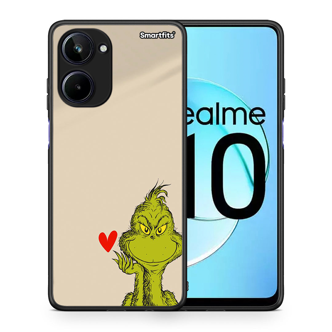 Θήκη Realme 10 Xmas Grinch από τη Smartfits με σχέδιο στο πίσω μέρος και μαύρο περίβλημα | Realme 10 Xmas Grinch Case with Colorful Back and Black Bezels