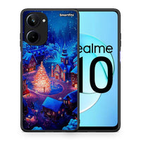 Thumbnail for Θήκη Realme 10 Xmas Village από τη Smartfits με σχέδιο στο πίσω μέρος και μαύρο περίβλημα | Realme 10 Xmas Village Case with Colorful Back and Black Bezels