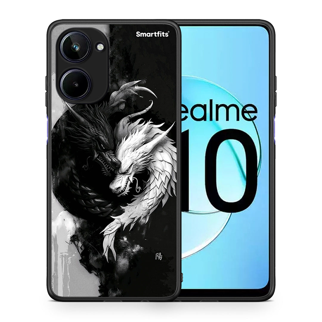 Θήκη Realme 10 Yin Yang από τη Smartfits με σχέδιο στο πίσω μέρος και μαύρο περίβλημα | Realme 10 Yin Yang Case with Colorful Back and Black Bezels